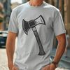 Hand Tool Vector Graphic A detailed vector illustration of a traditional axe head with a sturdy handle.