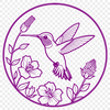 Hummingbird Clip Art with Floral Background A colorful hummingbird in flight, surrounded by flowers, depicted as a vector graphic.