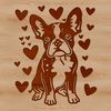 Happy Boston Terrier Clip Art SVG A digital illustration of a happy Boston Terrier sitting, created as a vector design suitable for various applications.