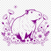 Large Web-Footed Mammal Vector Graphic A large rodent with webbed feet and a long snout, typical of the South American capybara species.
