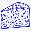 A stylized illustration of a wedge of cheese in a circular shape.