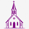Beautiful Church Silhouette A simple, illustrated design of a church building with a steeple and a cross.