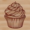A vector design of a cupcake, suitable for crafting or graphic projects.