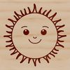 A stylized illustration of the sun, suitable for use as a vector graphic in designs or projects.