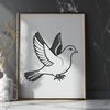 Beautiful White Dove Silhouette A free vector illustration of a white dove perched on a branch, suitable for graphic design projects.