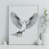 Peaceful White Dove Illustration A white dove perched on a branch, symbolizing peace and tranquility in a simple vector illustration.