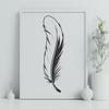 Beautiful Vector Feather Outline An isolated, high-contrast outline of a bird's feather, suitable for digital design and crafting projects.