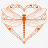 A colorful vector illustration of a dragonfly with heart details in various colors.
