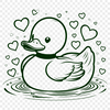 Red Heart Duck Vector Illustration A simple vector illustration of a duck with red heart accents on its feathers.