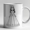 An SVG vector art design of a girl dressed as a princess with ornate accessories.