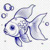 Free Vector Fish Clip Art Illustrated goldfish swimming in water, suitable for vector graphics and designs.