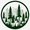 Whimsical Forest Landscape Illustration Illustrated forest scene with detailed trees and foliage in vector format.