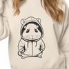 Cute Hamster in Hooded Sweater A cute hamster wearing a hooded sweater, suitable for clip art and vector design.