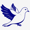 A white bird with rounded wings and a small beak, symbolizing peace.