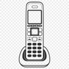 A detailed illustration of a telephone with a modern design.