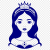 Stylized Princess Portrait Vector Graphic An SVG vector graphic design featuring a stylized portrait of a girl dressed as a princess.
