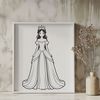 A young girl dressed in royal attire, suitable for vector art and graphic design.