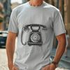 A simple illustration of a telephone with sleek design lines, suitable for vector graphics and cutting machine stencils.