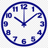A digital illustration of a modern clock face with hour and minute hands.
