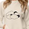 A high-resolution digital illustration of a white cloud against a clear blue sky.
