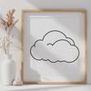 An illustration of a white fluffy cloud in the sky.