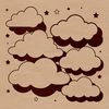 A white, puffy cloud symbol made from vector shapes, ideal for graphic design and crafting projects.