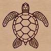 A detailed illustration of a sea turtle swimming in the ocean, designed as a vector graphic.