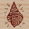 A hand-drawn design element of a seashell, suitable for various digital crafts and projects.