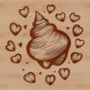 Whimsical Seaside Treasure A vector graphic illustration of a seashell with heart details, suitable for various designs.