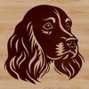 A detailed illustration of a cocker spaniel's head, suitable for vector graphics and digital design.