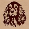 Free Cocker Spaniel Clip Art Head An illustration of a smiling Cocker Spaniel's head, designed as a vector graphic for digital use.