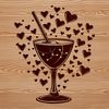 SVG Cocktail Clip Art Free Download A stylized illustration of a cocktail in a glass, adorned with love hearts and perfect for digital design projects.