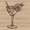 A glass containing a cocktail with multiple ingredients and garnishes.