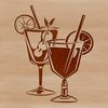 A vector graphic illustration of a cocktail in a glass with ice.