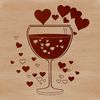 Love Heart Filled Glass Art A decorative glass filled with a colorful drink, surrounded by love hearts and perfect for various occasions.