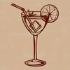 Tasty Cocktail Illustration A stylized illustration of a cocktail in a glass, suitable for vector design and commercial use.