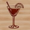 A transparent glass filled with a colorful cocktail, suitable for digital use as vector art.