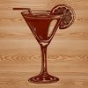 A transparent graphic illustration of a cocktail in a glass, suitable for digital design projects.