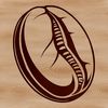 A digital illustration of a single coffee bean in its natural state.