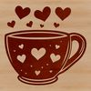 Beautiful Interlocking Hearts SVG Art A stylized cup design featuring interlocking love hearts around the rim.