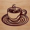 An empty cup with a rounded body and handle, suitable for digital designs.