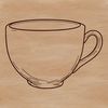 A simple cup design featuring a basic shape with rounded edges.