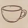 A simple design of a white coffee cup with handle and foot.