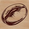 A stylized illustration of a coffee bean, suitable for vector graphics.