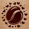 Illustrated coffee bean design with love hearts, suitable for digital cutting and crafting projects.
