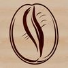 Graphic representation of a coffee bean in a simple design style.