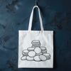 Illustrated collection of various coins in different designs and styles.