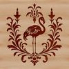 Flamingo Silhouette in Wetlands A simplified vector design featuring a single flamingo wading in wetlands.