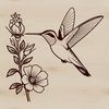 Beautiful Hummingbird SVG Template A colorful hummingbird perched on a floral branch, suitable for vector design projects.