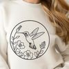 Floral Branch Visitor Illustration A detailed illustration of a hummingbird perched on a floral branch, created in vector format.